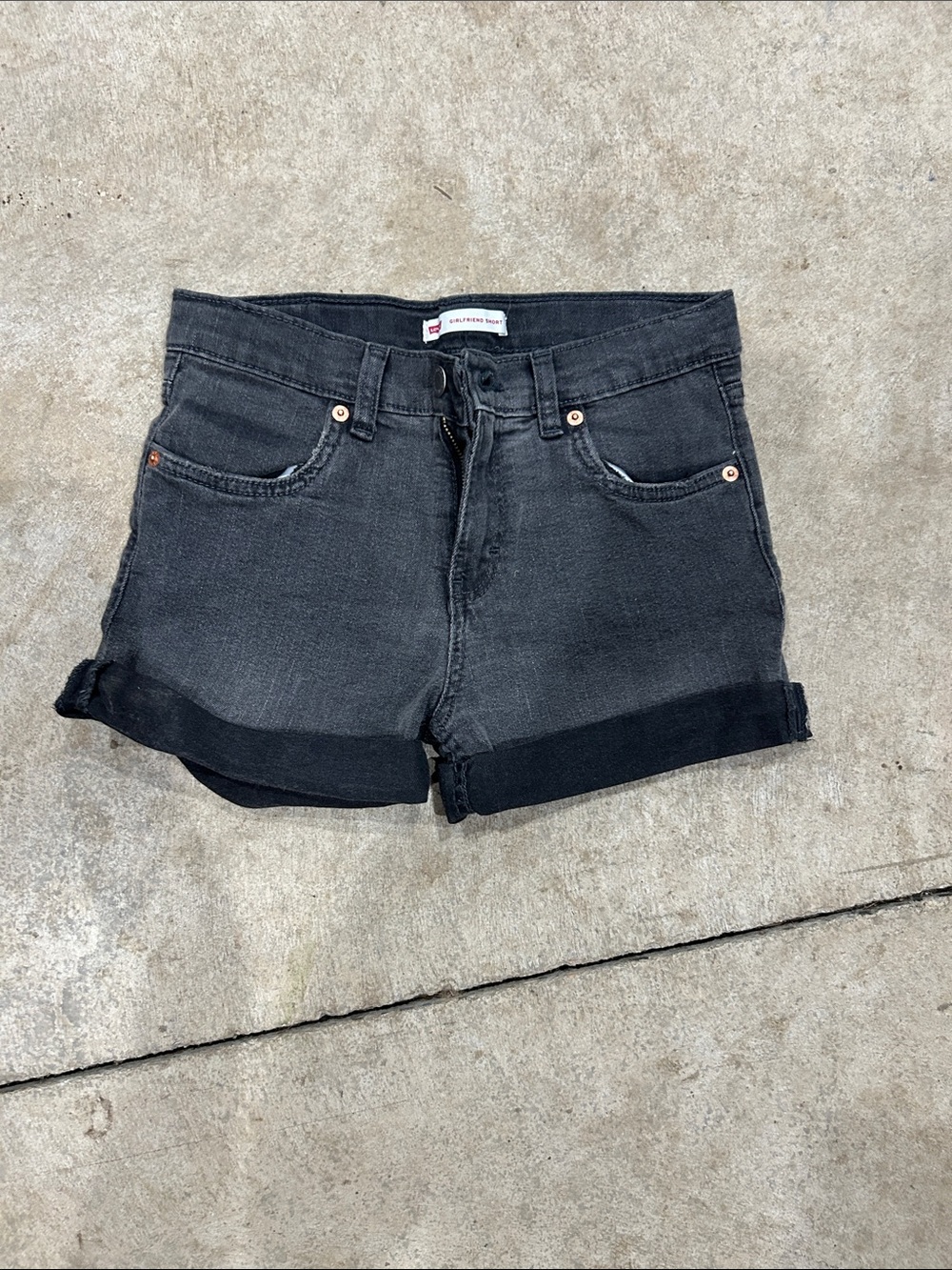 Levi's Washed Black Rolled Cuff Kids Denim Shorts